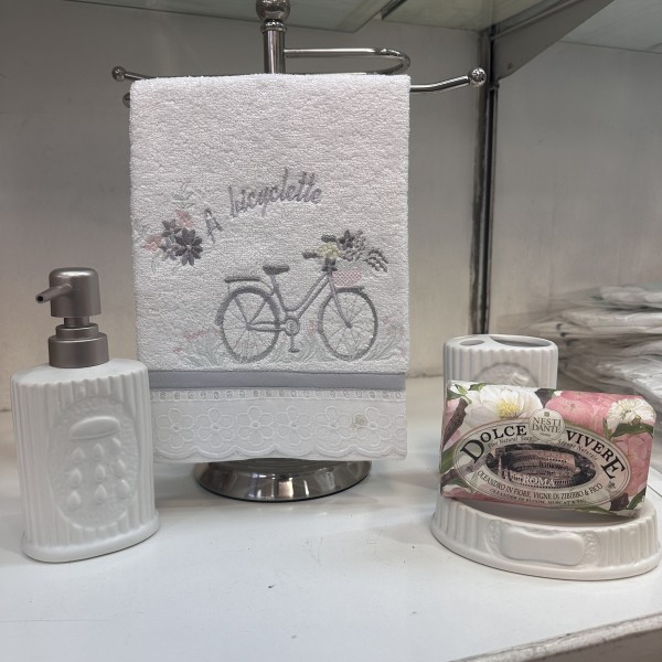 Toalla Facial Bicicleta Blanco Gris