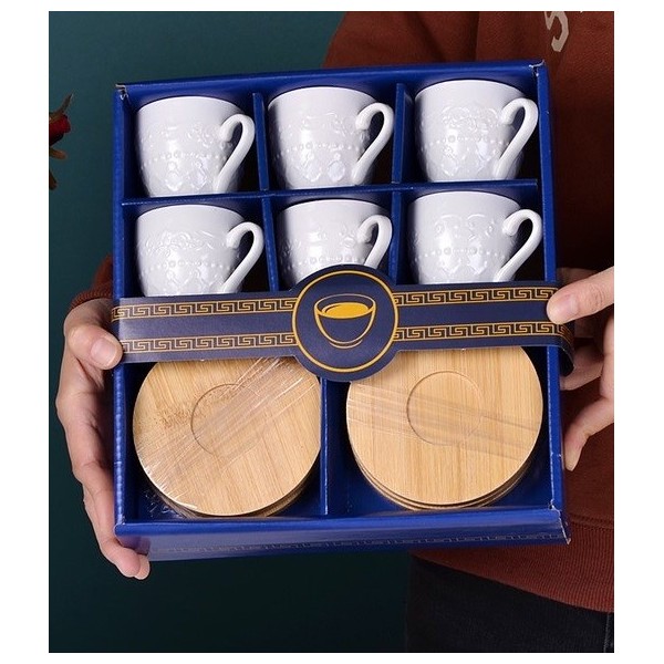 Jgo Tazas Café Plato Madera