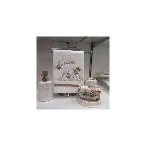 Toalla Facial Bicicleta Bco Rosa Viejo