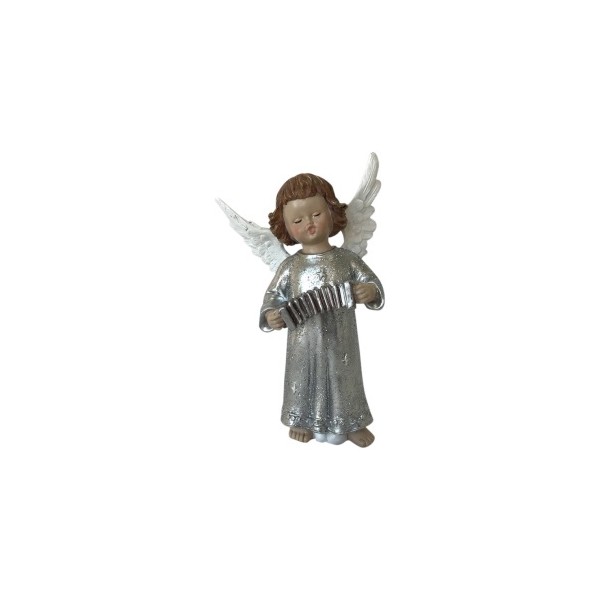 Figura Ángel Acordeón Plateado